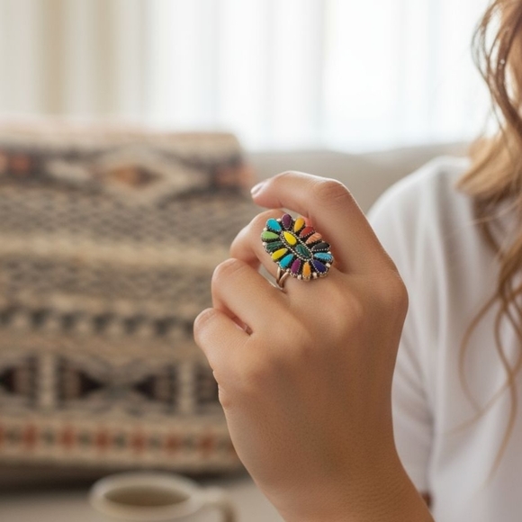 ✨️OOAK! JULIANA WILLIAMS RARE! Sterling Silver and Multi Semiprecious Stone Ring - Picture 4 of 16